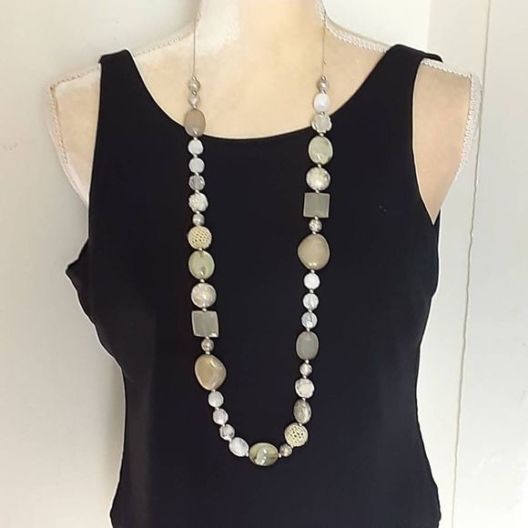 NY Collection taupe natural tones beaded resin 36" long necklace - Picture 1 of 1